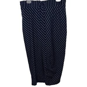 Ann Taylor Loft Navy Heather Blue Diagonal Stripe Maxi Skirt Sz. Lg. Excellent
